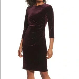 Eliza J Burgundy Velour Ruched Cocktail Dress Size 12